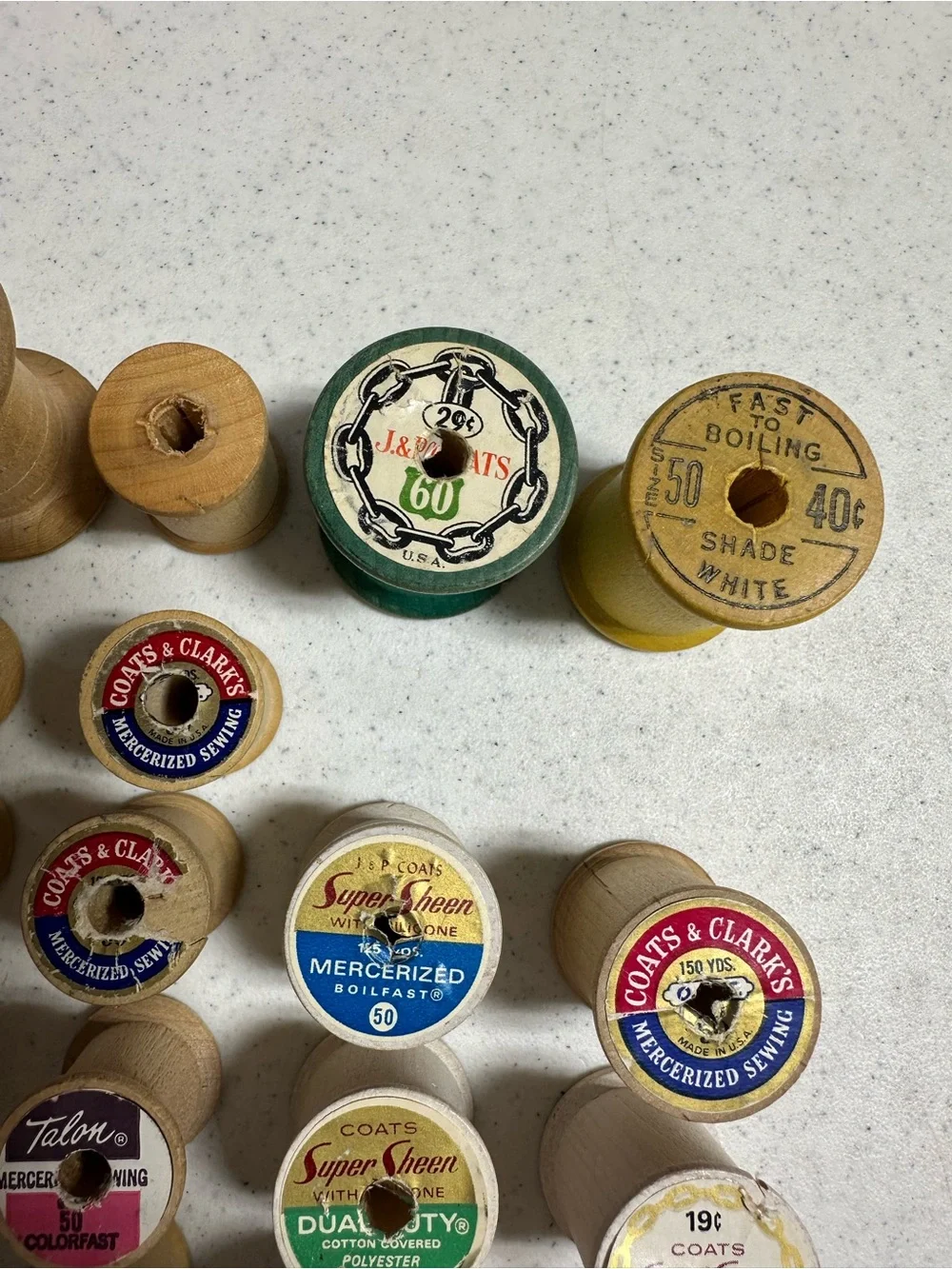 Lot of 23 Vintage Wood Thread Collectible Spools - Picture 4 of 6